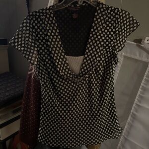 Robbie Bee Black and White Polka Dot Blouse & Matching Skirt